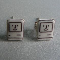 itty bitty happy mac - apple computer earrings Abstract Earrings, Itty Bitty, Mac, My Style, Unique Jewelry, Handmade Gifts