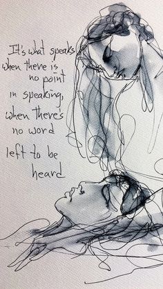 an ink drawing of a woman's face and handwritten quote on the paper