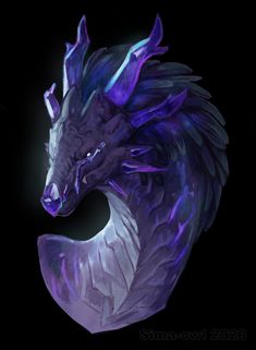 a purple dragon head on a black background