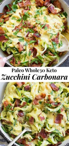 Low Carb Dairy Free, Zucchini Carbonara, Courgette Pasta, Paleo Zucchini, Whole30 Keto, Whole30 Dinners, Dairy Free Paleo, Low Carb Zucchini, Paleo Diet Recipes