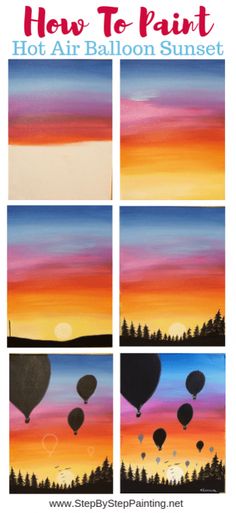 how to paint hot air balloons sunset