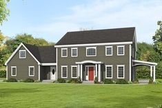 this is an artist's rendering of a two - story house in the country