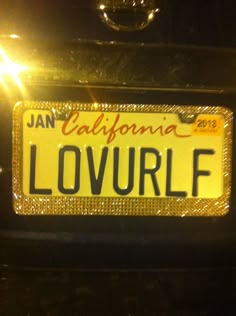 a license plate that reads, california lovrlff on the back of a car