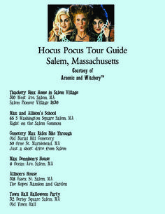 the poster for hoccus pocus tour guide salem, massachusetts