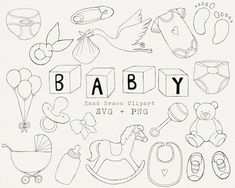 baby hand drawn clipart svg and png for cricut or silhouette