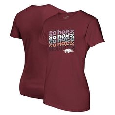 You won't need to repeat your Arkansas Razorbacks fandom when your shirt does it for you! Pad your collegiate gear collection with this fun Repeat Slogan Boyfriend T-shirt. It features a subtle Arkansas Razorbacks logo and a repeating wordmark printed across the torso that leaves no doubt about your devout fandom. The crew neck and cotton design of this laid-back tee make it the perfect casual top for game day.You won't need to repeat your Arkansas Razorbacks fandom when your shirt does it for y Arkansas Razorbacks Logo, Arkansas Razorbacks, T Shirt Image, Boyfriend T Shirt, Casual Top, Arkansas, Game Day, Womens Clothing Tops, Casual Tops