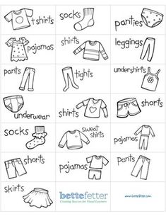 an image of clothes for babies and toddlers to learn how to use them in the classroom