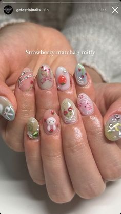 Strawberry Matcha Nails, Mini Manicure, How To Have Style, Grunge Nails, Cute Gel Nails