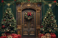 Gatsby Christmas Brown Golden Retro Arched Door Photography Backdrop Gbsx-00571 - Gatsby Backdrop Door Photo Backdrop, Photography Arch, Arch Photo Backdrop, Gatsby Christmas, Arch Backdrops, Door Backdrop, Photoshoot Christmas, Picture Backdrop, Backdrop Arch