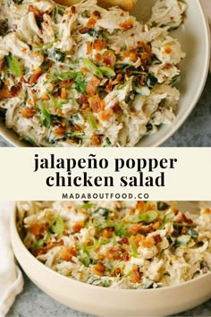 this is an image of jalapeno popper chicken salad in a bowl