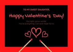 a valentine's day card with two heart shaped lollipops on a stick