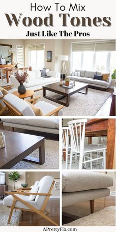 An approachable take on how to mix wood tones in your home just like the pros do in this simple guide. Lots of tips and tricks to help take the mystery out of mixing old and new furniture and created for real life! #mixingwoodtones #woodtones #diy #decoratingtips #interiors #howto Wood Furniture For Living Room, Espresso Wood Living Room Decor, Mixing Wood Tone Furniture, Living Room With Mixed Wood Furniture, How To Mix And Match Wood Tones, Mixing Wood Furniture Living Room, Mixing Gray And Brown Furniture