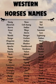 the western horses names are shown in this poster