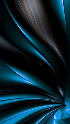 an abstract blue and black background with wavy lines