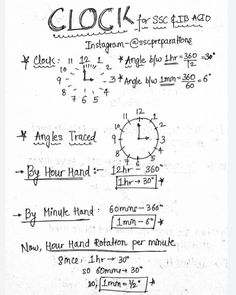 a paper with some writing on it that says clock and other symbols are written in black ink