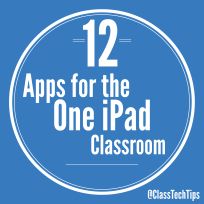 an ipad with the text 12 apps for the one ipad classroom