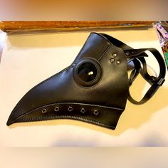 Brand New, Never Worn (Because I Wear Glasses’s - Oops Didn’t Take That Into Account) Leather Mask For Costume Or Cosplay! Great Quality! Black Plague Doctor Mask, Black Plague Doctor, Doctor Plague, Plague Doctor Mask, Doctor Mask, Half Mask, Leather Mask, Velvet Gown, Plague Doctor