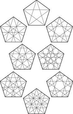 six pentagons are arranged in the shape of an octagon, with four sides facing