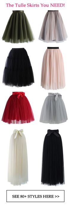 The tulle skirts you need! Our tulle skirt features a satin waistline, a flattering flit-and-flare cut and 5 layers of delicate, gracefully flowing mesh! Rok Tile, Diy Tulle Skirt, Gonna In Tulle, Tulle Skirts, Chique Outfits, Looks Style