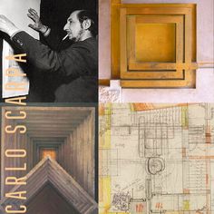 the collage shows four different architectural drawings, including a man pointing at something on a board