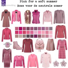 Pink for a soft summer. Roze voor de neutrale zomer. by roorda on Polyvore featuring Hahn, L'Autre Chose, Timberland, Mixit and Basler Soft Summer Pink Outfit, Pink Wardrobe Aesthetic, Soft Summer Dress, Soft Summer Pink, Soft Summer Red, Soft Summer Clothes, Solid Summer Shirt, Soft-washed, Soft Summer Worst Colors, Elemental Colour Soft Summer