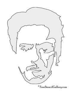 a black and white drawing of a man's face