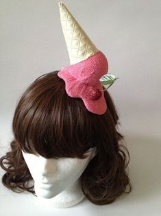 Ice Cream Headband, Cherry Headband, Ice Cream Costume, Candy Clothes, Mario E Luigi, Fascinator Hats Diy, Melting Ice Cream, Diy Ice Cream