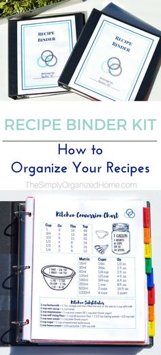 the recipe binder kit with instructions for how to organize your recipes