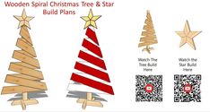 wooden christmas tree and star build plans with qr code to print out the pattern