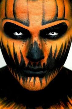 Pumpkin Face Paint, Pumpkin Makeup, Makeup Zombie, Halloweenský Makeup, Makeup By, Halloween Makeup Scary, Halloween Makeup Ideas, Scary Makeup, Halloween Men