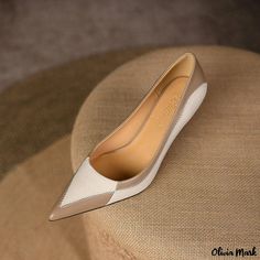 Olivia Mark - Sophisticated Pointed-Toe High Heel Pumps in Two-Tone Genuine Leather - Perfect for Formal Events Embroidered Handbag, Chunky Heel Pumps, Clog Heels, Low Heel Shoes, Shoe Sole, Pumps Shoes, Shoes Heels Pumps, Fabulous Shoes, Shoe Show