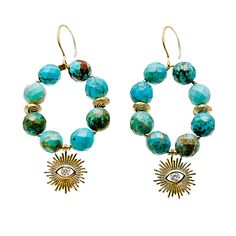 This pair of earrings feature turquoise with evil eye charm with Japan golden plated brass findings. Wear it with knitwear or midi dress from bar to beach all day long. Pair with necklace or bracelet to create your own style. For a special gift, discover our range of exquisite stunning and beautiful jewelry for women. It will be contained in a nice jewelry box with well packed. Pearl Birthstone, Nice Jewelry, Evil Eye Earrings, Eye Earrings, Evil Eye Charm, Jewelry For Women, Special Gift, Evil Eye, Amazing Jewelry