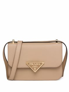 sand beige leather brushed finish triangle logo foldover top single shoulder strap internal patch pocket Handbag Branding, Prada Saffiano Bag, Prada Pochette, Beige Shoulder Bag, Nude Bags, Small Hand Bags, Beige Purse, Neutral Bag