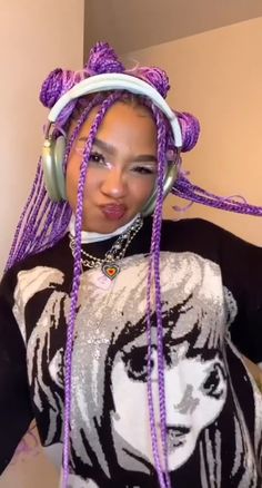 Pink And Purple Box Braids, Lilac Box Braids, Glitter Braids Black Women, Braided Easy Hairstyles, Braided Hairstyles Indian, Pastel Braids, Passion Twist Styles, 60 Year Old Hairstyles, Purple Braids