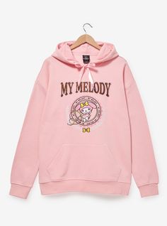 If there's a sport for being the cutest around  My Melody has it in the bag! This pink sweatshirt features a satin embroidered applique of the rabbit twirling  fastened just below lettering of her name. With a satin drawstring  it's the perfect addition to your wardrobe.A BoxLunch Exclusive!60% cotton; 40% recycled polyesterListed in unisex sizesWash cold with like colors; dry lowImported My Melody Stuff, Sanrio Hoodie, Sanrio Clothes, Tee Bag, Embroidered Portrait, Sanrio My Melody, Tokyo Disney Sea, Toddler Accessories, In The Bag