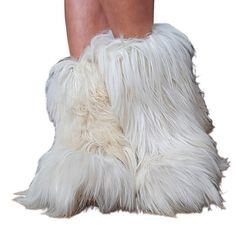 Original Vintage Ideal Goat Fur Yeti Boots From The 70's So So Fabulous! Fun To Wear, Super Warm, Italian Made With Thick Snow Bottom Soles. Some Yellowing Parts On The Fur- See Photos Marked European Size 39-40 Yeti Boots, Fur Boots, Vintage Shoes, Snow Boots, Vintage 70s, White Vintage, Goats, Women Shoes, Boots