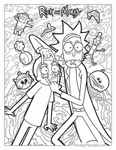 the rick and mort coloring page for kids to color on their own wallpapers