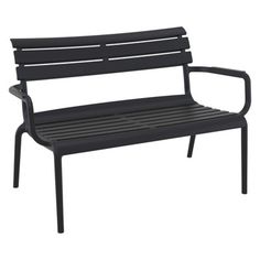 a black bench sitting on top of a white background