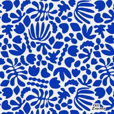 a blue and white wallpaper with different shapes