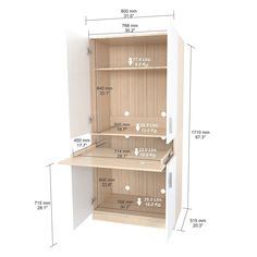 the measurements for an open bookcase are shown