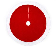 a red and white circular object on a white background