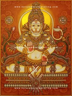 an image of lord ganesha in the form of a painting on wood panel