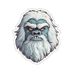 a sticker with an angry looking gorilla face