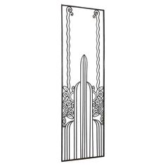 a drawing of a tall metal door with intricate designs on the front and back sides