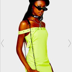 Sexy Punk Mini Dress In A Vibrant Lime Green Color. Punk Style Summer Mini Dress For Club, Edgy Summer Club Dresses, Punk Style Mini Club Dress, Summer Punk Mini Dress For Night Out, Fitted Mini Dress For Spring Concert, Edgy Summer Club Mini Dress, Fitted Punk Mini Dress For Night Out, Edgy Summer Mini Dress For Club, Edgy Mini Dress For Summer Clubbing