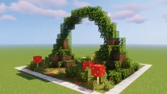 Floating Enchanting Room Minecraft, Minecraft Hanging Gardens, Fairy Gate Minecraft, Minecraft Mushroom Fountain, Fairycore Minecraft Ideas, Minecraft Fairy Arch, Magical Minecraft Builds Easy, Minecraft Fairy Fountain, Spring Minecraft Builds