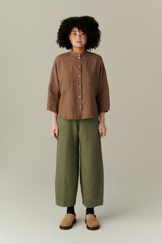 "This garment is oversized. Before placing an order, check the approximate measurements of the finished garment given below. FREE CUSTOMIZATION Important: We can make the garment longer by adding 15cm | 6″ free of charge Possible changes: Lengthen | shorten the garment Lengthen | shorten the sleeves Change the color to one that is not listed but is available on the color palette. The above alterations make the item non-returnable and non-refundable. The model is 5'11\" (180cm) tall with a 94cm/37\" bust, 72cm/28.3\" waist, 99cm/39\" hips and she is wearing an XS. XS Length ± 65cm | 25.6\" Bust ± 135cm | 53.1\" Sleeve length from HPS ± 60.5cm | 23.8\" Sleeve width ± 42cm | 16.5\" Hem width ± 135cm | 53.1\" S-M Length ± 66cm | 26\" Bust ± 143cm | 56.3\" Sleeve length from HPS ± 62cm | 24.4\" Effortless Linen Tops With Pockets, Linen Shirt For Daywear In Fall, Linen Shirt For Fall Daywear, Linen Tops With Pockets, Effortless Linen Shirt For Fall, Effortless Linen Fall Shirt, Oversized Relaxed Linen Shirt, Brown Relaxed Fit Linen Blouse, Brown Linen Blouse For Work