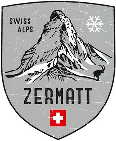 the emblem for swiss alps is shown in black and white, with a red cross on it