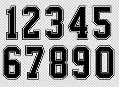 the numbers are black and white, with one large number in each letter on it