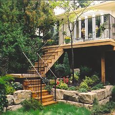 a house that has some stairs in front of it